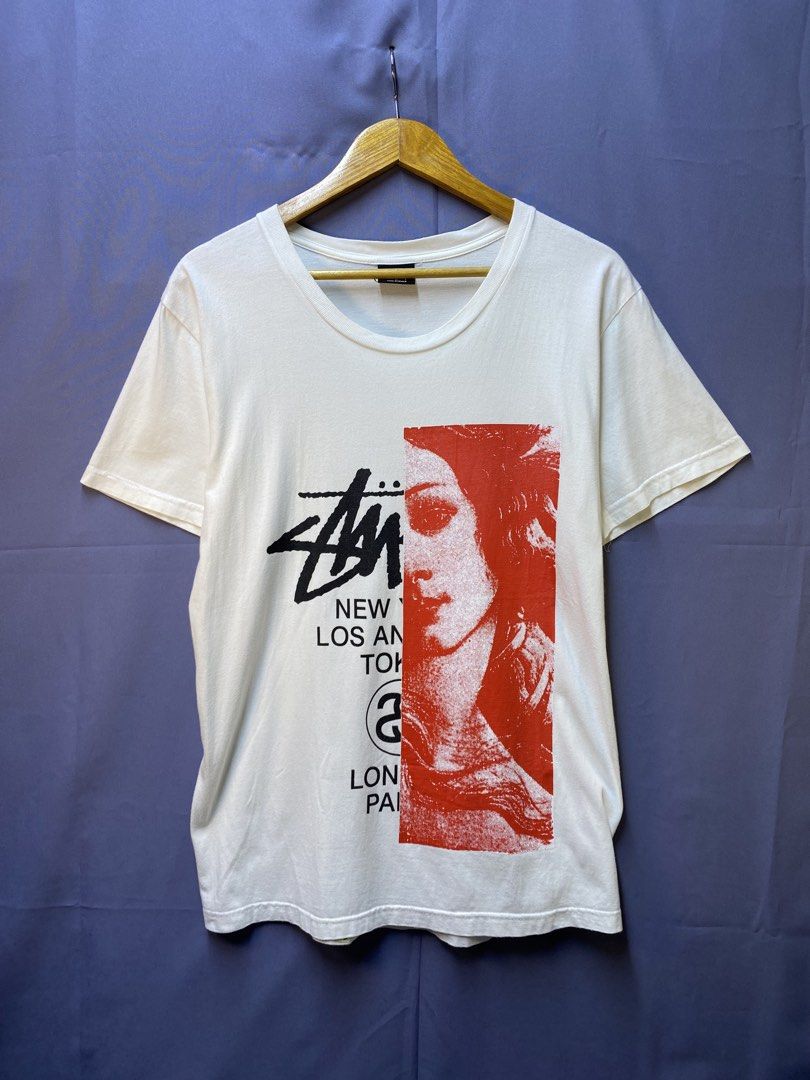 STUSSY “WORLD TOUR VENUS” TEE (Category: Tshirts & Polo Shirts ) located in Makati City. Submitted by drip.poww (Listing ID 1469736108, Image 1). Description: - Authentic Stussy - Color: white - Size: 20x28 - Dimes: - Authentic - Excellent condition - Need wash, fresh from bale - Material: 100% Cotton Please don’t expect too much—these are thrifted (ukay) items. 😊 !!STILL NEGOTIABLE!!.