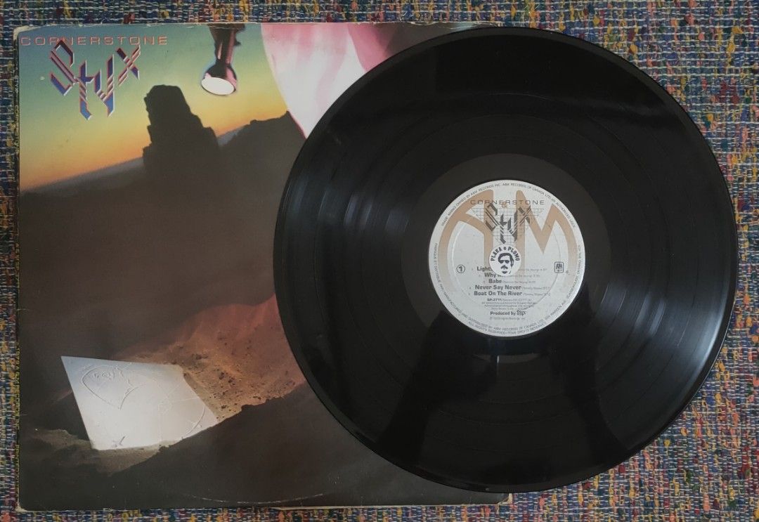 Styx - Cornerstone LP Vinyl Record (Category: Vinyls) located in Quezon City. Submitted by plaka.o.plomo (Listing ID 1469612310, Image 3). Description: Artist(s) : Styx Album : Cornerstone Year : 1979 Media : VG+ Color : Black Sleeve : VG+ No. : 1x Vinyl Size : 12" RPM : 33 Country : Canada Catalog No. : SP-3711 Tracklist : - Side 1 1. Lights 4:37 2. Why Me 3:35 3. Babe 4:26 4. Never Say Never 3:07 5. Boat On The River 3:10 - Side 2 1. Borrowed T