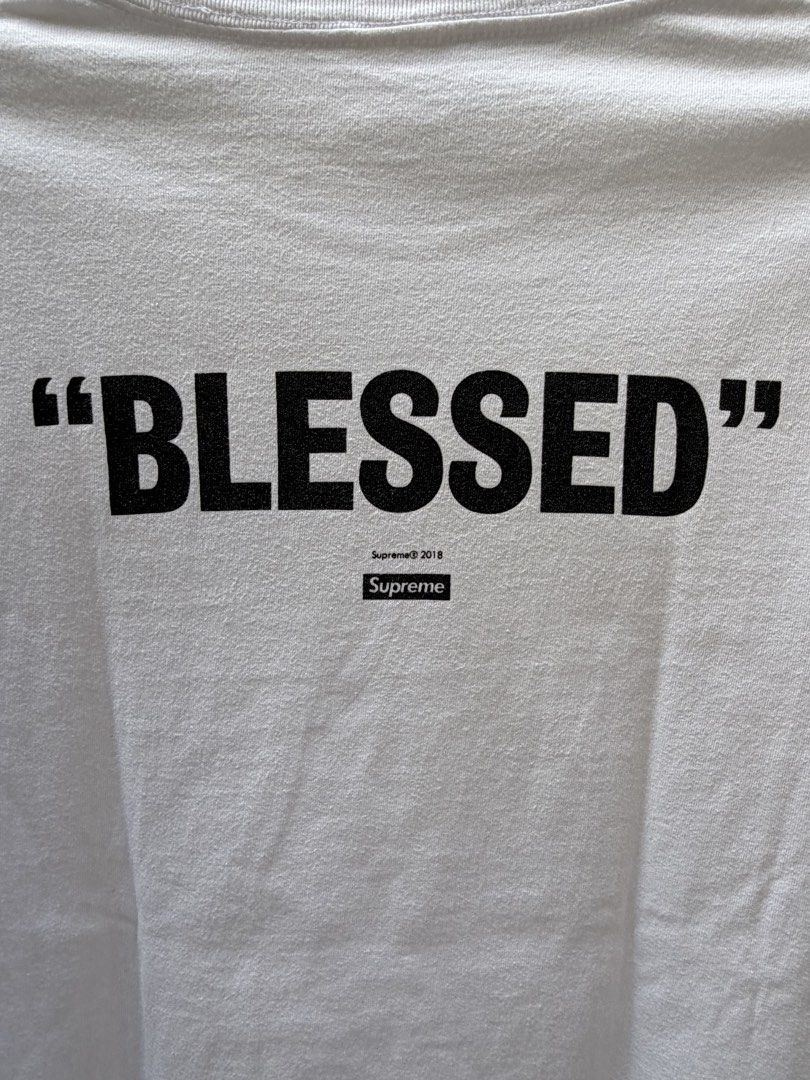 Supreme blessed (Category: Tshirts & Polo Shirts ) located in Manila. Submitted by tgr.archive (Listing ID 1469574064, Image 3). Description: Size: M Condition: Very Good Color/fade rating: 9.7 Authentic FIT GUIDE Width: 20 Length: 27 .