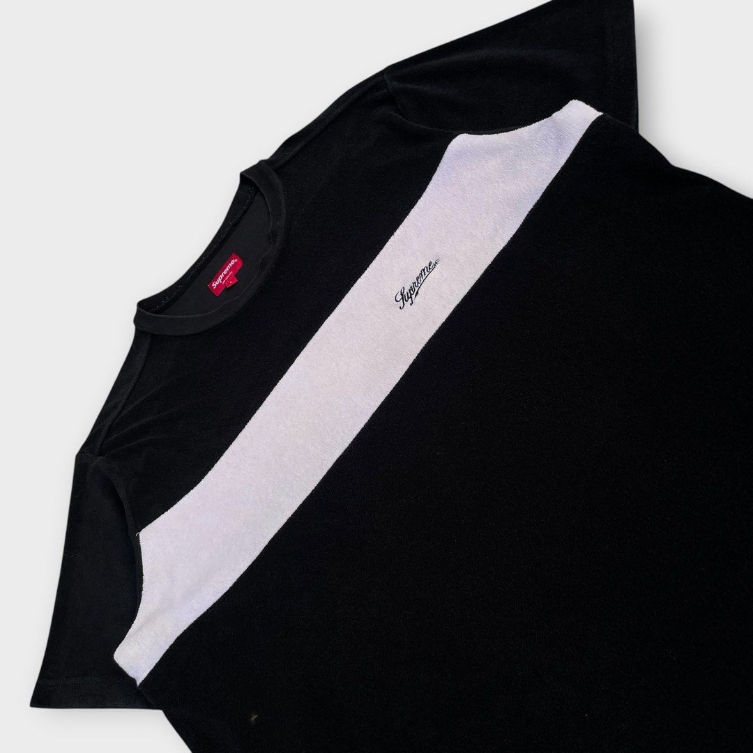 Supreme S/S18 - Chest Stripe Terry Tee (Category: Tshirts & Polo Shirts ) located in Los Banos. Submitted by declutterking (Listing ID 1469726156, Image 2). Description: Size Large on tag Dimensions: 18.25" shoulders 22.75" chest 29" length 8.75" sleeves Excellent condition Authentic.