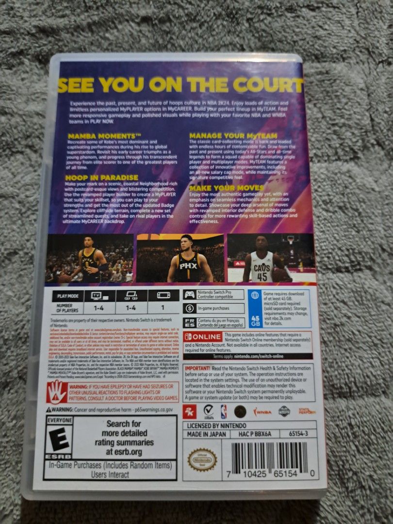 Switch Game NBA2K24 (Category: Nintendo) located in Quezon City. Submitted by epic_shockwave8thundersto (Listing ID 1469585795, Image 2). Description: Price-900 Good condition,preswntable working test all u want sa meet up Location:SM Fairview,Fairview Center Mall,Ever Commonwealth.