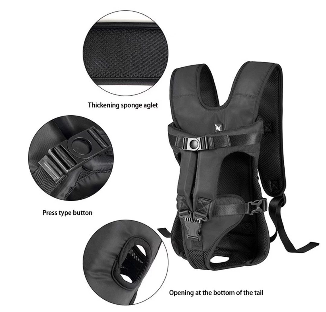 TAILUP Dog Carrier Backpack Black Size M (Category: Homes & Other Pet Accessories) located in Taguig. Submitted by 8c8tdbhwcx63195 (Listing ID 1469587428, Image 1). Description: - Brand: TAILUP - Color: Black - Size: M (Tag attached) - Comfortable thickening sponge padding on shoulder straps - Secure press-type buttons and buckles for easy wearing - Convenient tail opening at the bottom - Keeps your pet safe and close while on the go - HEAVY DUTY