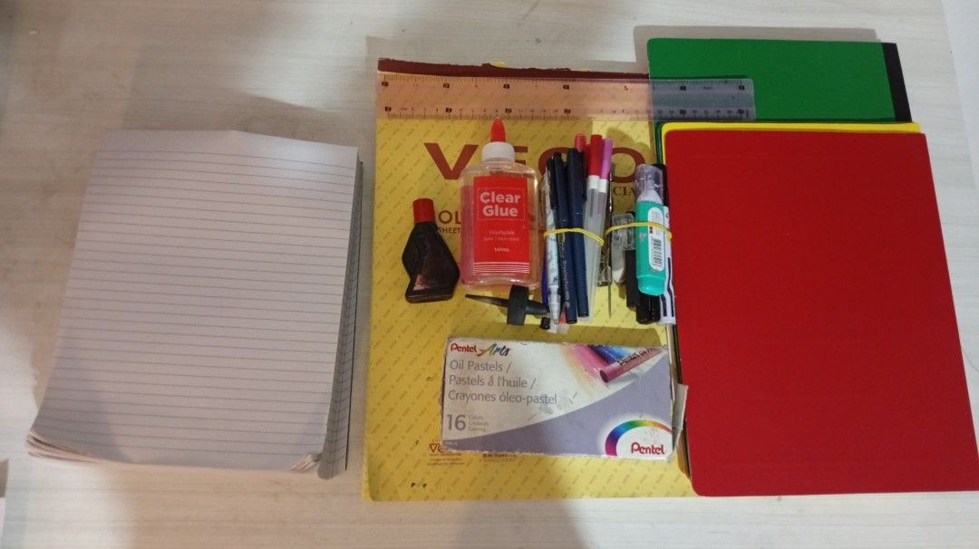 Take all bundle assorted school/stationary/art supplies (Category: Stationery & School Supplies) located in Caloocan City. Submitted by multifacetedg (Listing ID 1469672900, Image 1). Description: What you see is what you get Price Negotiable SF shouldered by buyer MOP Gcash 2pcs Veco columnar pad 50 sheets -> with slight defect and noticable folding, minimal use Pad paper (around 100-200 leaves) -> some defects, thin paper can be easily teared i
