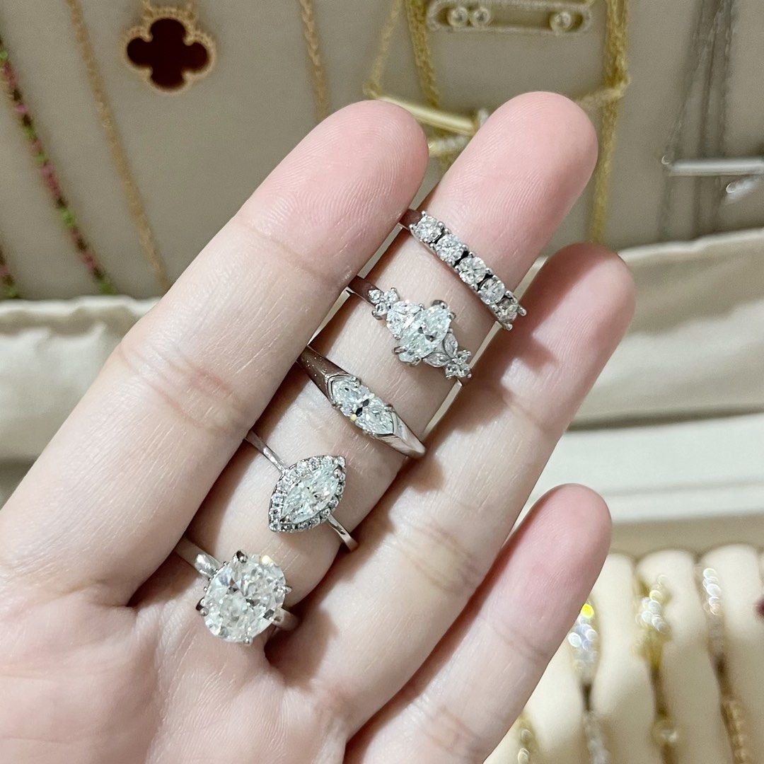 TAKE ALL MOISSANITE RINGS (Category: Rings) located in Talavera. Submitted by curatedbykhy (Listing ID 1469688823, Image 2). Description: REAL MOISSANITE STONES - no certificate but guaranteed can pass tester - take all 5 rings for ₱1,499 only! - titanium setting (non tarnish and hypo-allergenic).
