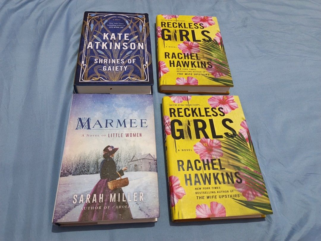 Take all set authentic hardcover books (Category: Storybooks) located in Rizal. Submitted by mionebookshop (Listing ID 1469684472, Image 3). Description: - Genre: Fiction & Thriller - Titles included: Shrines of Gaiety by Kate Atkinson, 2x Reckless Girls by Rachel Hawkins, Marmee by Sarah Miller - Condition: Good shape, clean covers, intact spines - Perfect for book lovers looking to add great reads to their shelf - Selling as a bundle to clear o