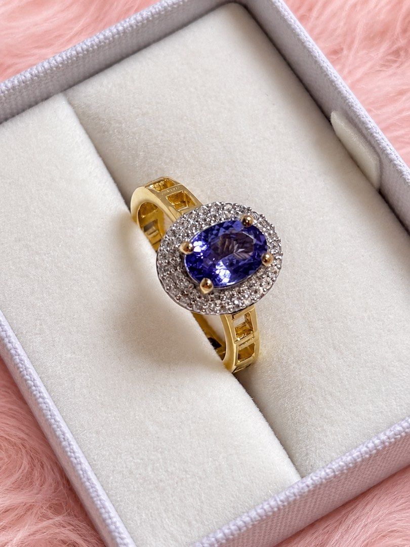 TANZANITE DOUBLE HALO RING 925 SILVER (Category: Rings) located in Manila. Submitted by bentaandco (Listing ID 1469687252, Image 1). Description: 💙 TANZANITE DOUBLE HALO RING 💛 A stunning violet-blue center stone surrounded by a dazzling double halo of white zircon, finished with a beautiful yellow gold vermeil setting. ✨ Genuine 925 Sterling Silver base ✨ Yellow Gold Vermeil finish ✨ Tanzanite center stone ✨ White Zircon accents ✨ Total Gemsto