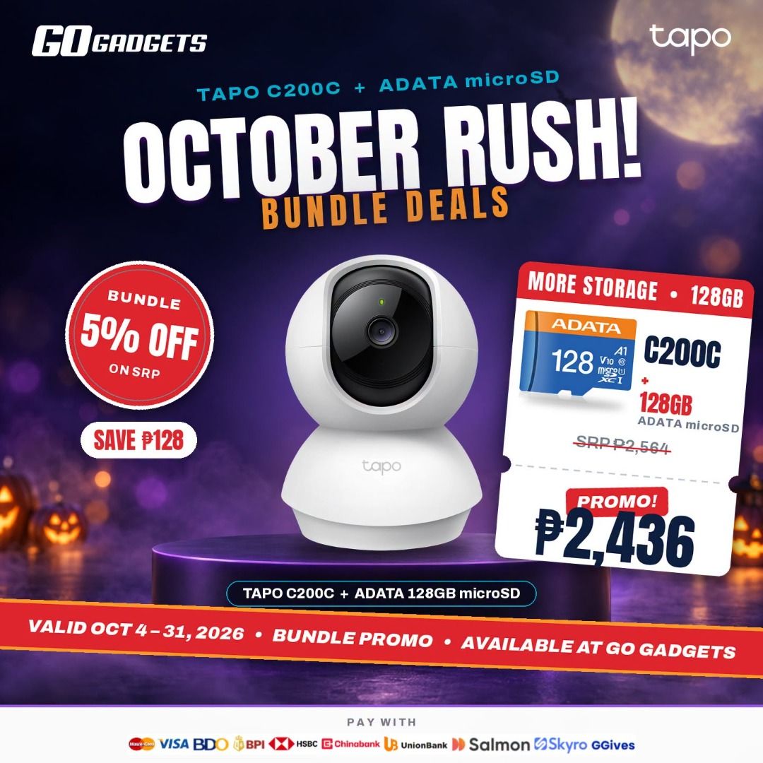 Tapo C200C + ADATA 128GB (Category: Security Systems & CCTV Cameras) located in Makati City. Submitted by eckang12 (Listing ID 1469634207, Image 1). Description: Suitable for: ✔ Homes ✔ Stores ✔ Offices ✔ Warehouses ✔ Small businesses.