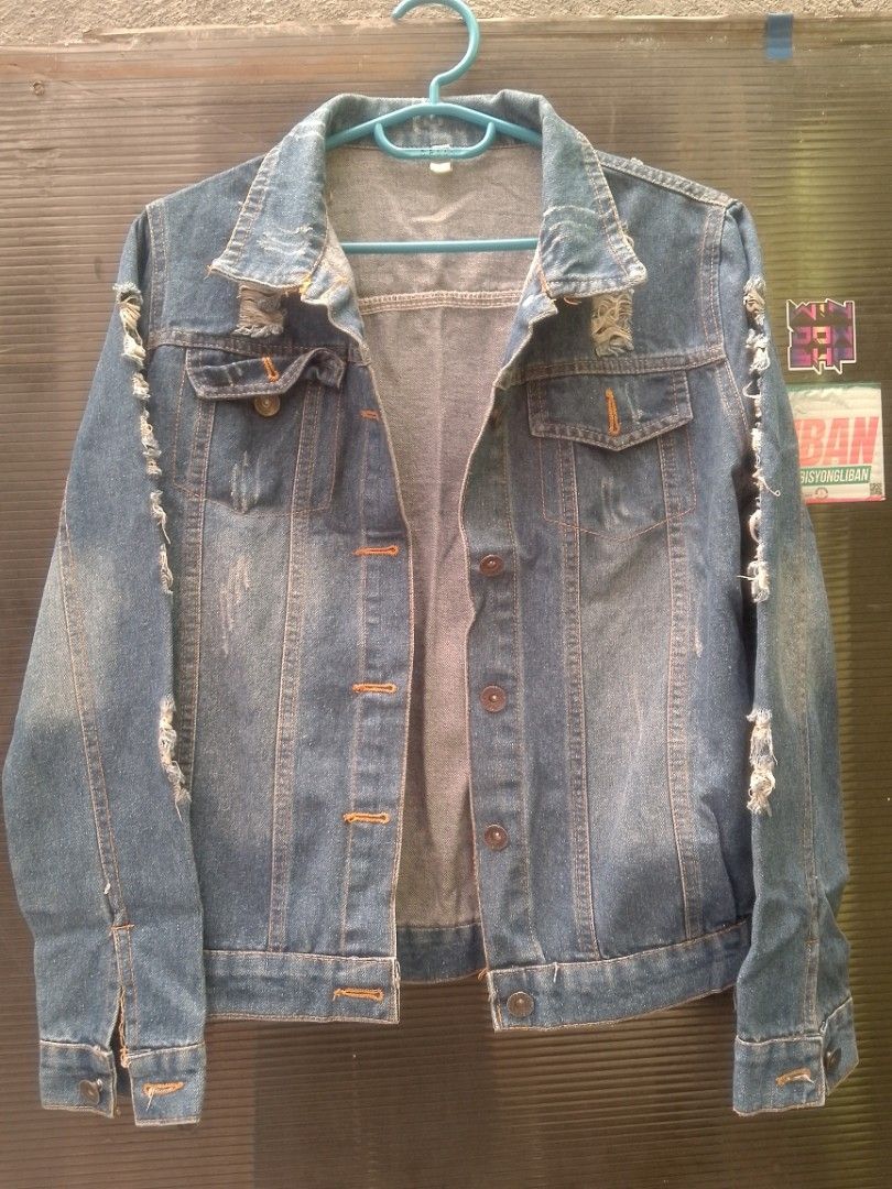 Tattered light denim Jacket (Category: Coats, Jackets and Outerwear) located in Quezon City. Submitted by mg.thriftshop (Listing ID 1469591729, Image 2). Description: .