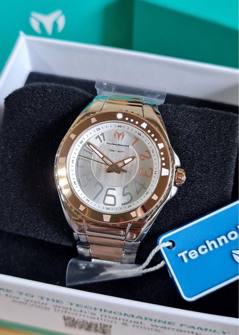 Technomarine Lusso Mare (Category: Luxury Watches) located in Quezon City. Submitted by mode.manila (Listing ID 1469594705, Image 1). Description: Big sale! 100% cheaper than mall prices 💯 Technomarine Lusso Mare Details: 38mm Rose Gold Two Tone Model TM-226009 Brand new States bought 📌 INCLUDES: U.S. PACKAGE - box, manual, watch certificate Sale Price: ₱8,500 Free delivery within MM, same day delivery available .