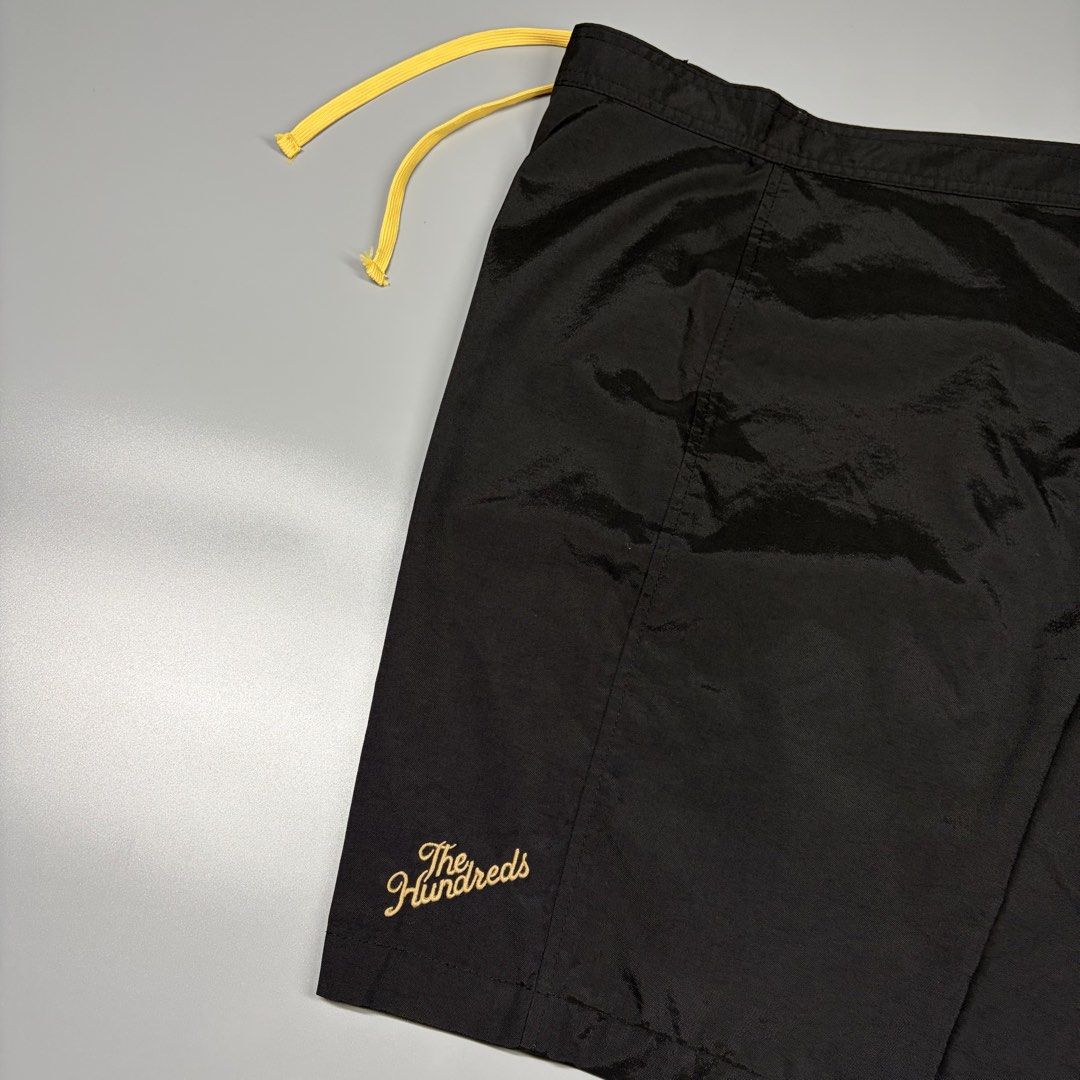 The Hundreds Board short (Category: Swim Trunks & Board Shorts) located in Cavite. Submitted by onebeancent (Listing ID 1469720470, Image 3). Description: Size: 34 Waistline Dimension: 20" Length Color: Black Color Rate: 10/10 Issue: None Condition: Like new‼️ Price: 850php Additional Shipping Fee (J&T Small Pouch) 75php Luzon 100php visayas 120php mindanao.