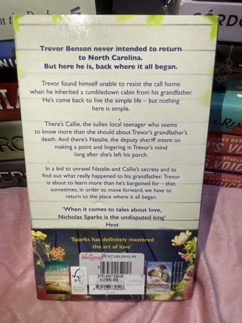 The Return by Nicholas Sparks Novel Paperback (Category: Storybooks) located in San Fabian. Submitted by chloejeanyzarate (Listing ID 1469700740, Image 2). Description: - Title & Author: The Return by Nicholas Sparks - Format: mmpb edition with colorful cover art - Plot: Follows Trevor Benson to North Carolina as he uncovers family secrets and mysteries - Condition: Readable pages with light shelf wear along the outer edges - Note: Includes origi