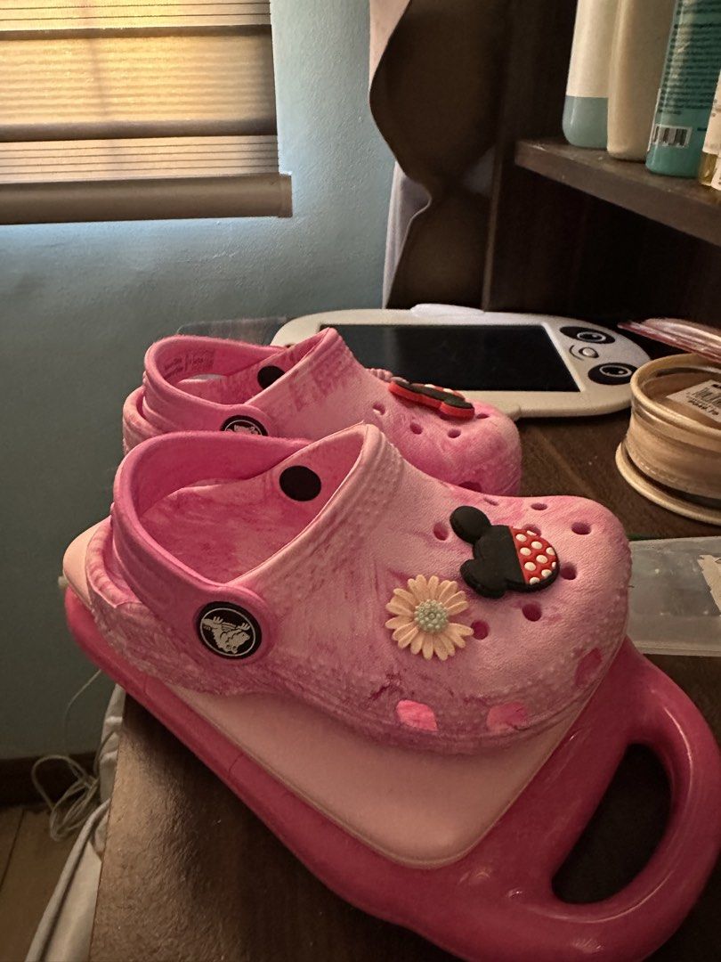tie dye crocs (Category: Babies & Kids Fashion) located in Rizal. Submitted by chonwear (Listing ID 1469616082, Image 1). Description: 2months lang nagamit very light weight super pretty ng design hard to let go 🥲 1500+ nabili ko in website super steal the price na and looks new padin sa dami nya na crocs bihira lang to magamit c6 size prefer age 1-2y .