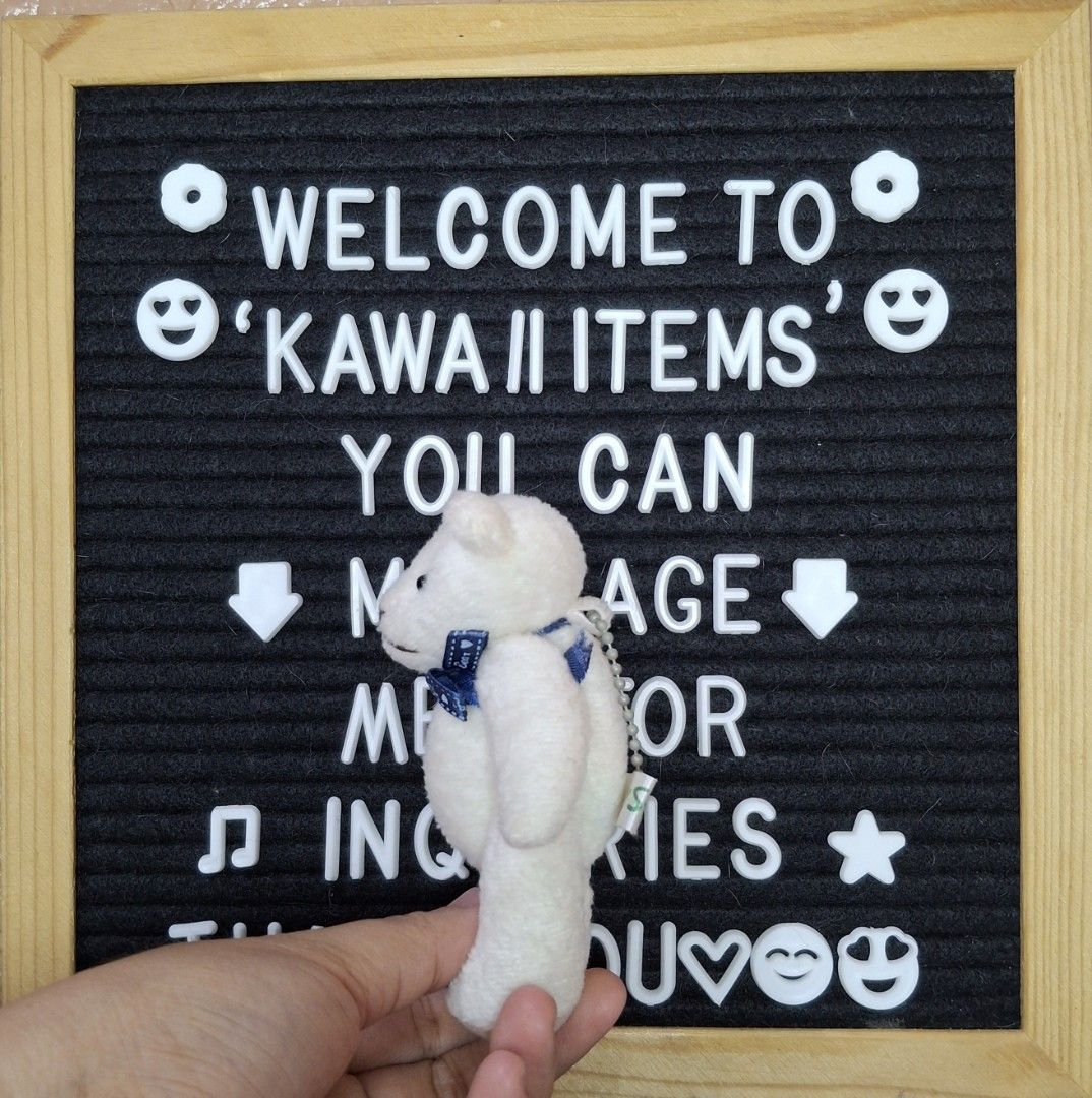 Tiny Studio Teddy Bear White Charm Plush Toy (Category: Plushies & Soft Toys) located in Bulacan. Submitted by kawaii_items_stuffed_toys (Listing ID 1469741893, Image 2). Description: Brand new From japan box Tiny Studios Teddy Bear White Charm/Keychain Height 4½inches/12cm Just message me if you ever want to see more pictures of the item, I'm more than glad to assist you. 📌Location: San Jose Del Monte Bulacan, Philippines 🛵Shipping: Flash/Lala