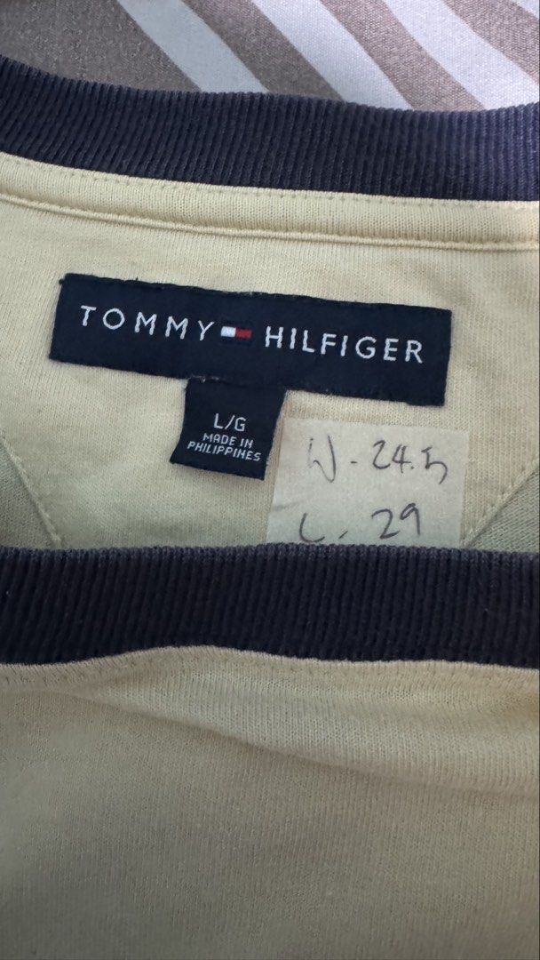 Tommy Hilfiger Shirt (Category: Tshirts & Polo Shirts ) located in Lipa City. Submitted by scrap.threads (Listing ID 1469667039, Image 2). Description: Item: Tommy Hilfiger Shirt Price: 250 Dimes: Width - 24.5 Length - 29 Issue: stains Lipa City Ship via J&T (Shouldered by buyer) Payment via Gcash ***Notice*** Color may vary due to lighting. Payment first. Item/s are thrifted or used condition unless stated otherwise. Please manage your expectati