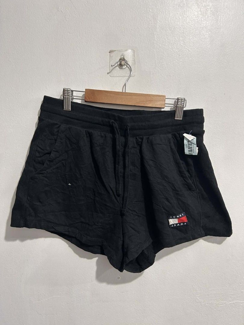 Tommy Jeans Black Drawstring Shorts Size (Category: Shorts) located in Rizal. Submitted by thrift_finds_739 (Listing ID 1469674675, Image 1). Description: NO ISSUE Excellent Condition Size: Small Petite Color rate :9/10 Length: 12 Leg Opening: 13.