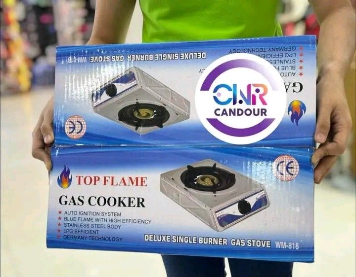 Top Flame Gas Cooker WM-818 (Category: Cookers) located in Quezon City. Submitted by marecel146 (Listing ID 1469620532, Image 3). Description: Top Flame deluxe single burner gas stove model WM-818. Blue flame technology with high efficiency and auto ignition system. Stainless steel body, LPG efficient, uses Germany technology. Gas pressure 2800pa, gas consumption 595g/hr. Brand new unit in original box, never opened or used..