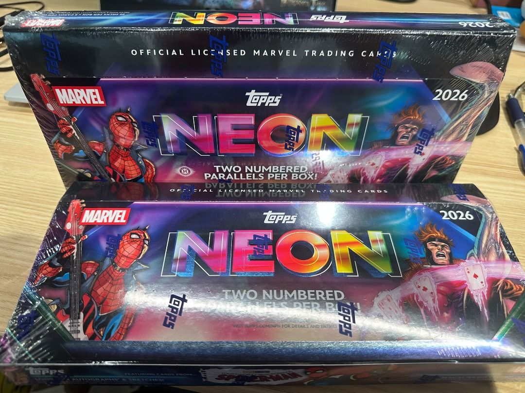Topps Marvel Neon 2026 Trading Card Hobby Box, 玩具收藏品, 集換式卡牌, 盒子及箱子 ...