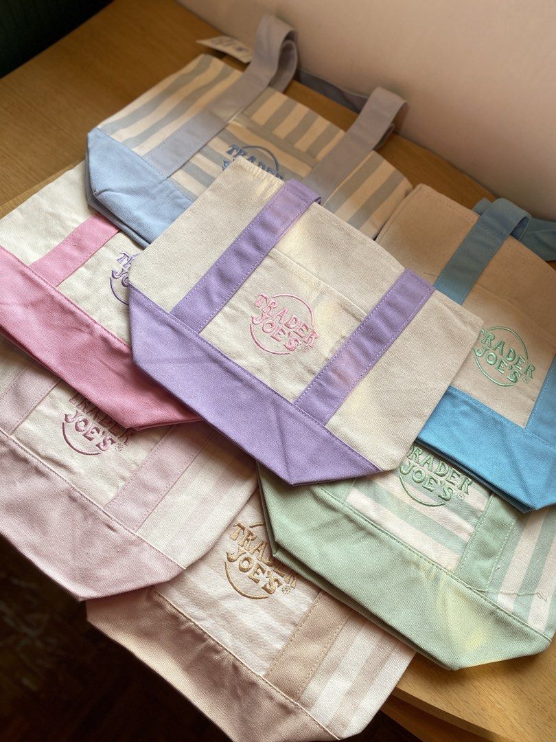 Trader Joe's Striped Mini Canvas Tote Bag (Category: Tote Bags) located in Batangas. Submitted by lux_kimmy (Listing ID 1469579426, Image 1). Description: ‼️PROMO‼️ Trader Joe’s Mini Tote Bag 🎀✨ Authentic from US 🇺🇸, Onhand already 🫶 BUY1 GET1 (choose any variants) for only ₱1,098+SF 💸✨ or you can buy retail for only ₱599+SF 💓.
