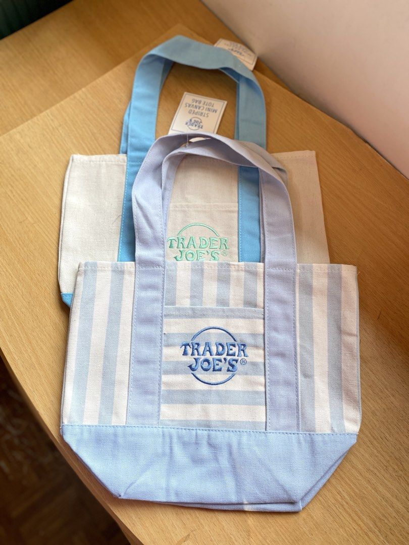 Trader Joe's Striped Mini Canvas Tote Bag (Category: Tote Bags) located in Batangas. Submitted by lux_kimmy (Listing ID 1469579426, Image 3). Description: ‼️PROMO‼️ Trader Joe’s Mini Tote Bag 🎀✨ Authentic from US 🇺🇸, Onhand already 🫶 BUY1 GET1 (choose any variants) for only ₱1,098+SF 💸✨ or you can buy retail for only ₱599+SF 💓.