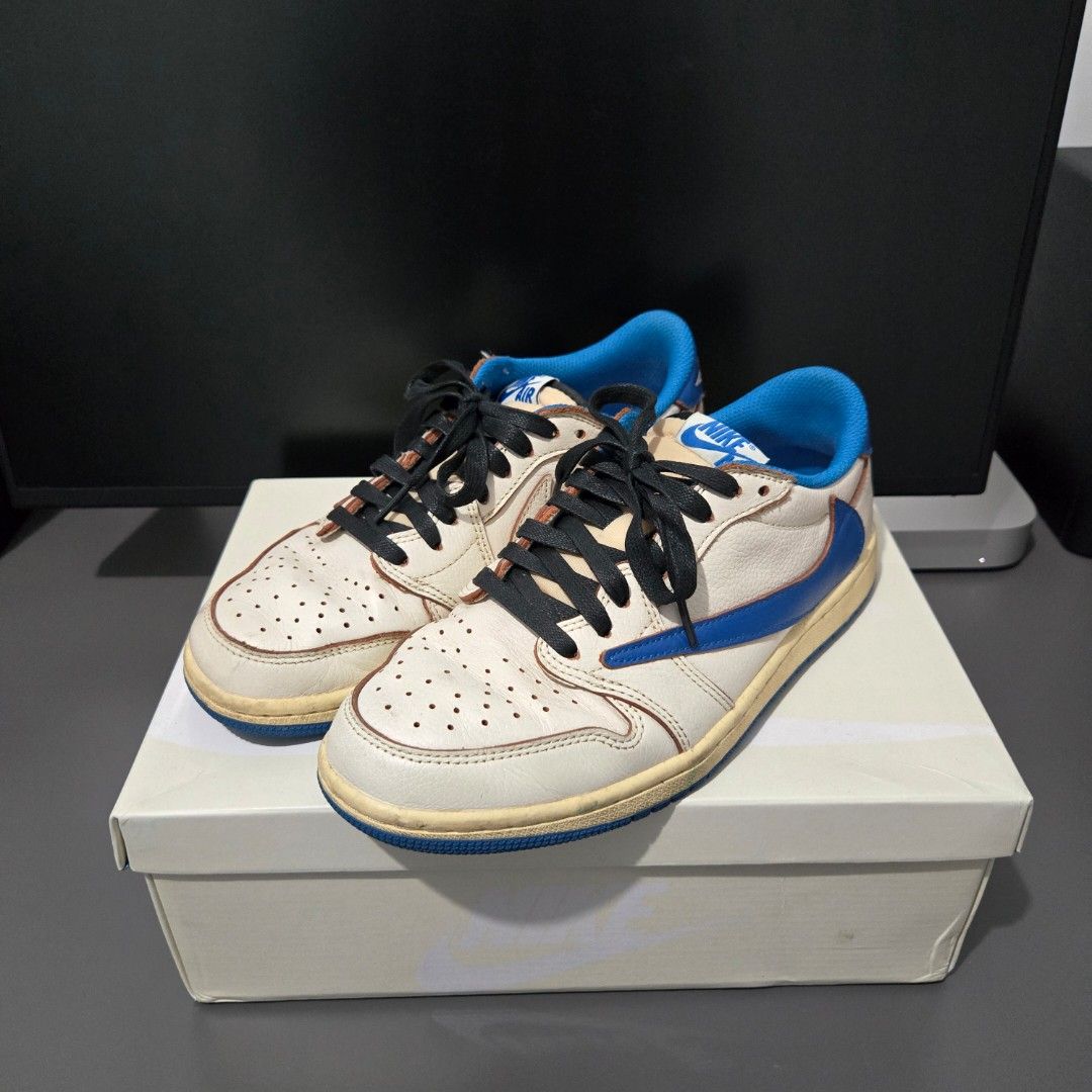 Travis Scott Fragment Jordan 1 Low 2 Size 7 US Men (Category: Sneakers) located in Quezon City. Submitted by flipandfind (Listing ID 1469691821, Image 1). Description: - size 7 US Men - condition: beaters condition in my opinion but still wearable. a bit deformed yung foam ng heel ng left pair. kindly check the photos - inclusions: box and shoes only. the rest, wala na. P 500.