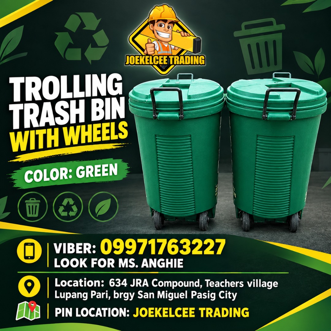 TROLLING TRASH BIN with wheels, Furniture & Home Living, Cleaning ...