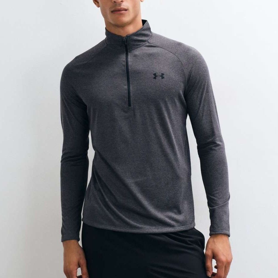 Under Armour HeatGear 1/4 Zip Pullover Grey (Category: Coats, Jackets and Outerwear) located in Sorsogon. Submitted by johnmichae69459 (Listing ID 1469754471, Image 2). Description: - Brand: Under Armour - Style: Loose fit 1/4 zip pullover - Size: MD/M - 22 width - 28 lenght - Color: Grey with black front zipper - Tech: HeatGear material inside the collar for comfort - Details: Small UA logo on chest, oval UA graphic near hem - Condition: Clean, 