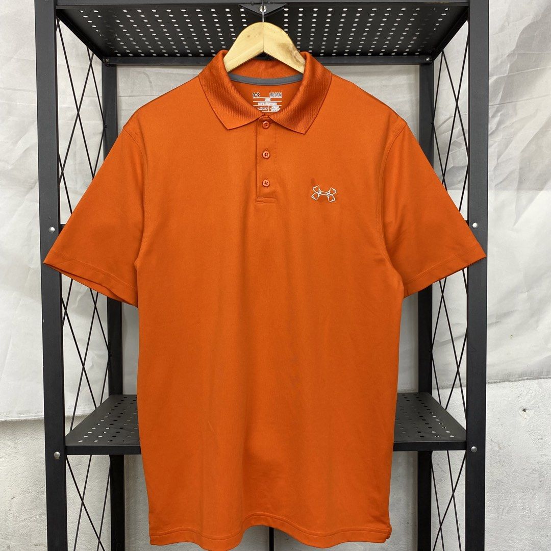 Under Armour Performance Poloshirt (Category: Tshirts & Polo Shirts ) located in Cebu City. Submitted by cebuvntgvibes (Listing ID 1469668509, Image 1). Description: 21W x 29L (M-L) . Good as new condition. Nice orange colorway. Embroidered details. No issue. . Mine ₱1,300+sf.