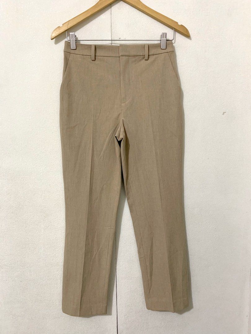 Uniqlo beige smart ankle length pants (Category: Other Bottoms) located in Calamba. Submitted by melaicas (Listing ID 1469676446, Image 2). Description: Waist-26/28 inches Length-36 inches .