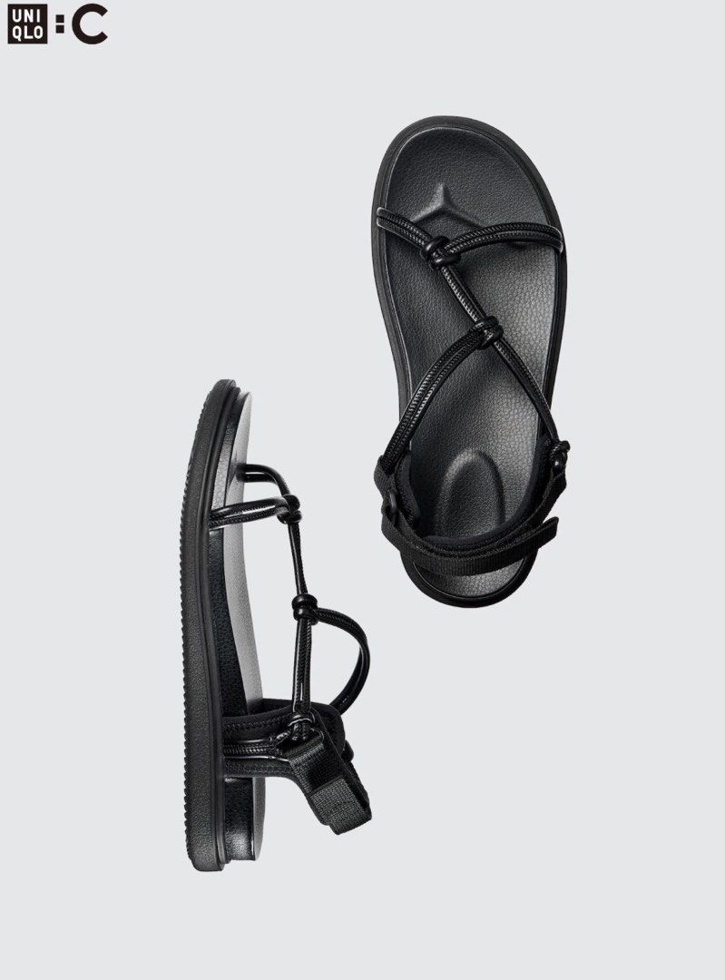 Uniqlo C Black Rope Strap Sandals (Category: Flats & Sandals) located in Manila. Submitted by totiitot (Listing ID 1469717964, Image 1). Description: Brand: Uniqlo C Color: Sleek Black Size: L (fits 39-40 W) Design: Minimalist rope strap with adjustable velcro heel closure Comfort: Flat cushioned sole, ideal for daily walking Style: Clean look, versatile for sunny days and casual strolls BRAND NEW 💛.