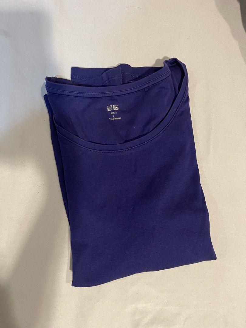 Uniqlo supima royal purple large (Category: Longsleeves) located in Quezon City. Submitted by booktt (Listing ID 1469715485, Image 3). Description: 3/4 sleeves royal purple supima cotton scoop neck.