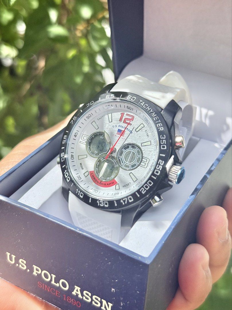US Polo Assn. Authentic/Original Analog Watch White Rubber Strap (Category: Men's Watches) located in Quezon City. Submitted by kgpconsumergoodstrading (Listing ID 1469617753, Image 3). Description: US Polo Assn. Authentic/Original Analog Watch Guaranteed Original and Brandnew 🎟️ Bought from USA 🇺🇸 Price: Php 1,990, Best Price Guaranteed With serial number and QR Code Authentication 💶 Money back guaranteed if proven fake 💵 Features: US Polo 