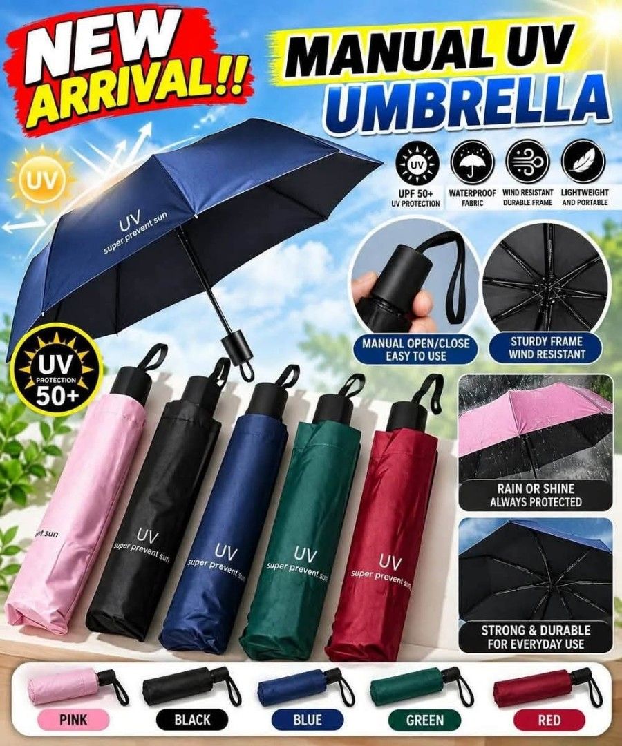 UV MANUAL UMBRELLA (Category: Everything Else Others) located in Manila. Submitted by imeldacsantiago (Listing ID 1469672633, Image 2). Description: UV MANUAL UMBRELLA CODE SEAN10222026 PRICE 230 CUT OFF OF ORDERS 11AM (SAME DAY DELIVERY WITHIN MANILA AREA) VIA GRAB, LALAMOVE MOP: COD (MANILA AREA, CAVITE,BULACAN NEXT DAY DELIVERY) GCASH (MANILA, CAVITE, BULACAN AREA, SAME DAY DELIVERY) BDO REMITTANCE CENTERS PLS PM US FOR ORDERS AND INQUIRIES.TI