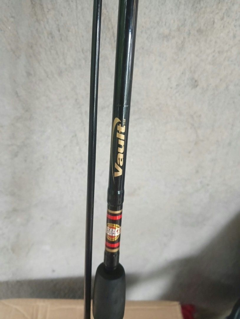 Vault Fishing Rod Baitcasting (Category: Fishing) located in Batangas. Submitted by desiatcof41967 (Listing ID 1469729146, Image 1). Description: - Brand: Zebco Vault - Type: Baitcasting fishing rod - Color: Black blank with sleek gold branding - Handle: Comfortable EVA foam grip with trigger reel seat - Condition: Solid build, ready for use - Note: Pair it with your favorite baitcasting reel.