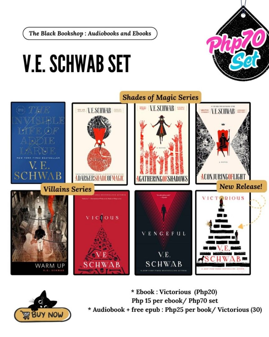 Victorious- V. E. Schwab (eb00k / audiob00k) (Category: Storybooks) located in Caloocan City. Submitted by theblackbookshop (Listing ID 1469758270, Image 2). Description: New Release! Villains #3: Victorious V.E Schwab Eli Ever. Victor Vale. Two men, first best friends, then mortal enemies, each destined to be the other’s shadow. One left standing—but the game isn't over yet Against all the years—and the odds—a group of allies and archrivals meet