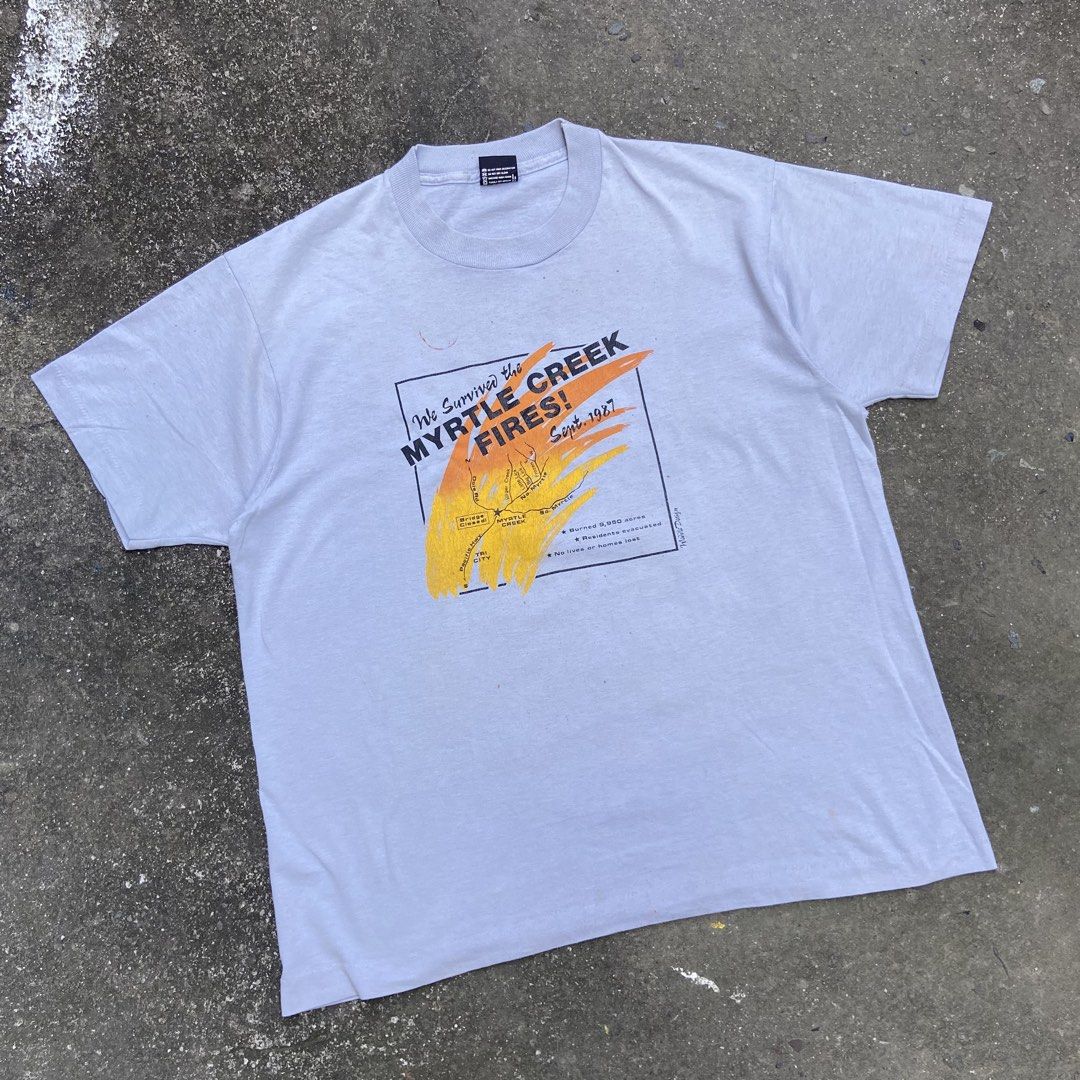 Vintage 1987 Myrtle Creek Fire Commemorative Tee (Category: Tshirts & Polo Shirts ) located in Angeles City. Submitted by eriellynngotvintage (Listing ID 1469674836, Image 1). Description: 23x28 XL on tag Good Condition. See photo for details 390 Angeles City Pampanga.
