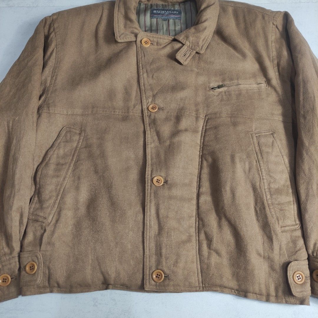Vintage Baldassari Bomber Jacket (Category: Coats, Jackets and Outerwear) located in Bulacan. Submitted by thriftlockerph (Listing ID 1469608550, Image 3). Description: Packable hood Size: M Dimension: 24L 23W Condition: 9/10 Issue: scratches.