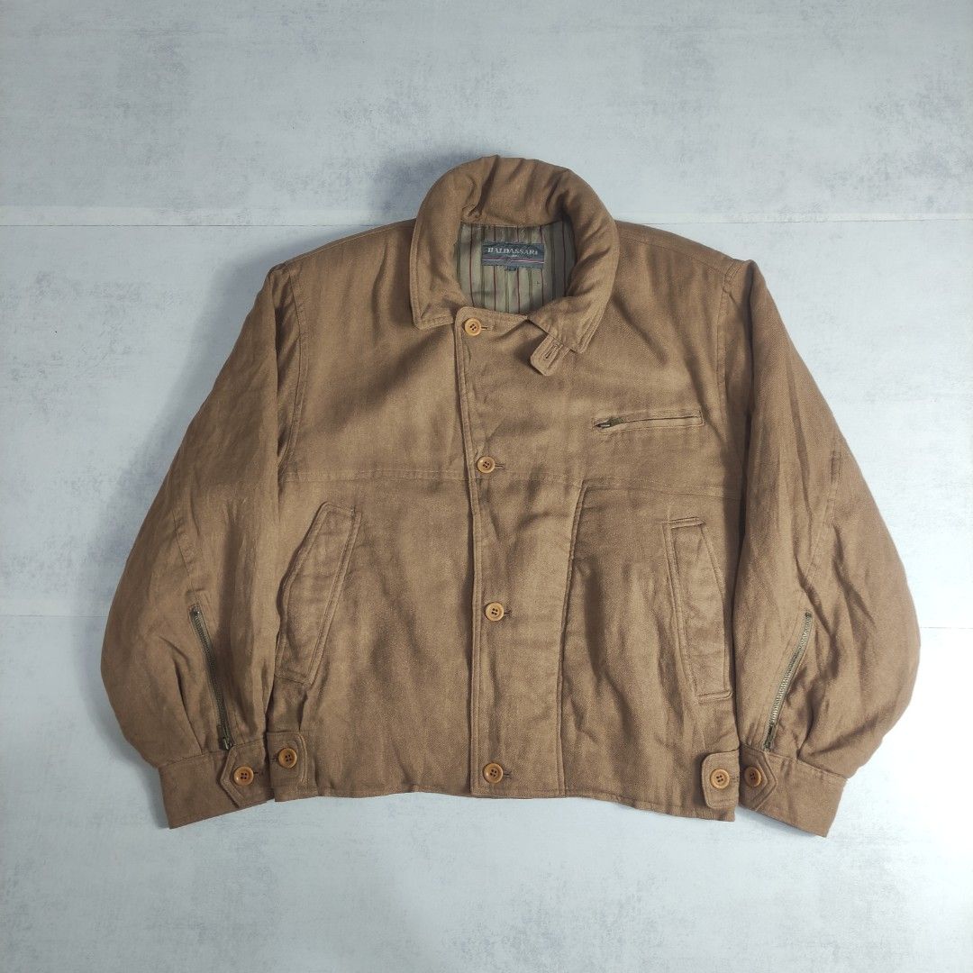 Vintage Baldassari Bomber Jacket (Category: Coats, Jackets and Outerwear) located in Bulacan. Submitted by thriftlockerph (Listing ID 1469608550, Image 1). Description: Packable hood Size: M Dimension: 24L 23W Condition: 9/10 Issue: scratches.