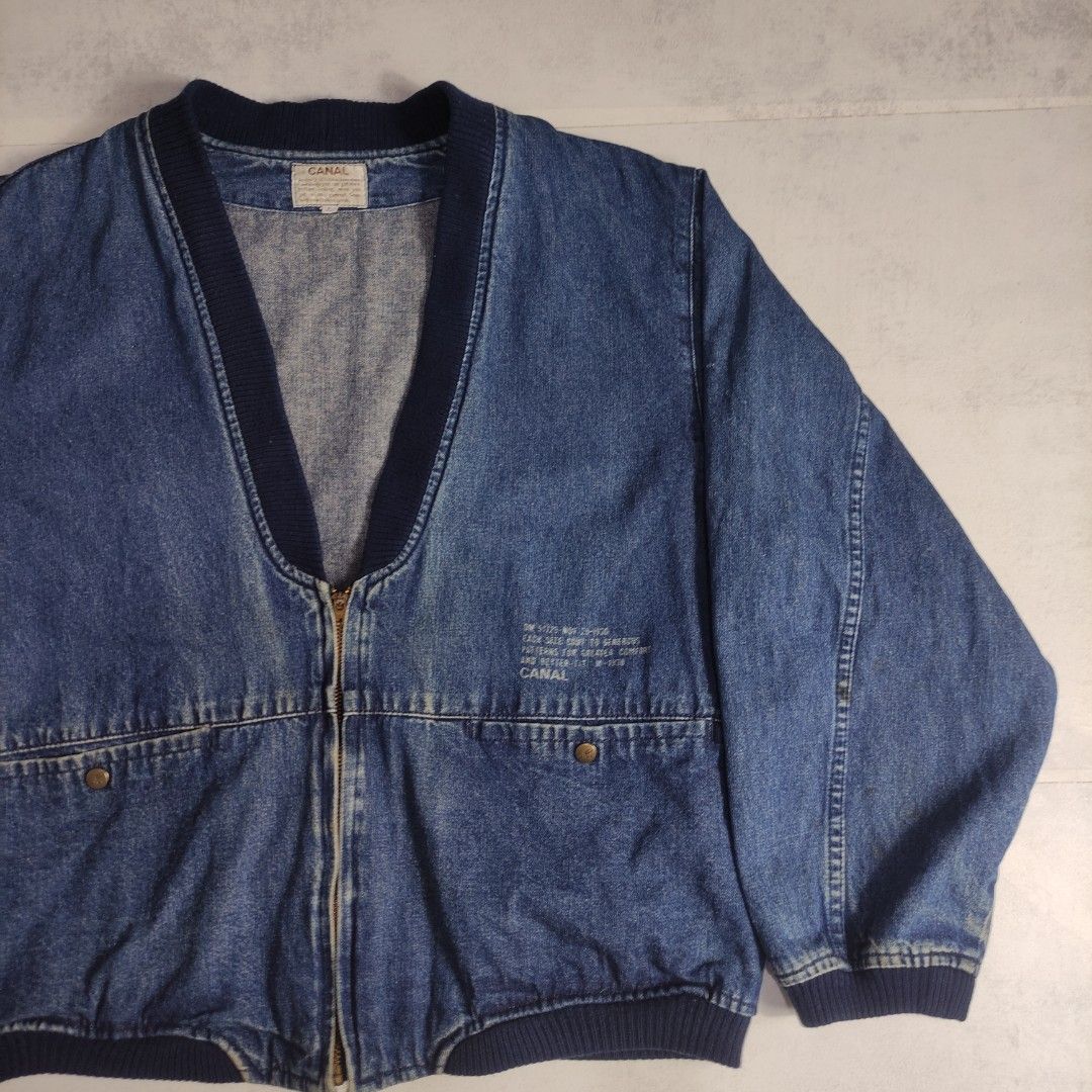 Vintage Canal Denim Jacket (Category: Coats, Jackets and Outerwear) located in Bulacan. Submitted by thriftlockerph (Listing ID 1469600688, Image 2). Description: Size: L Dimension: 23.5L 23W Condition: 8.5/10 Issue: stains.