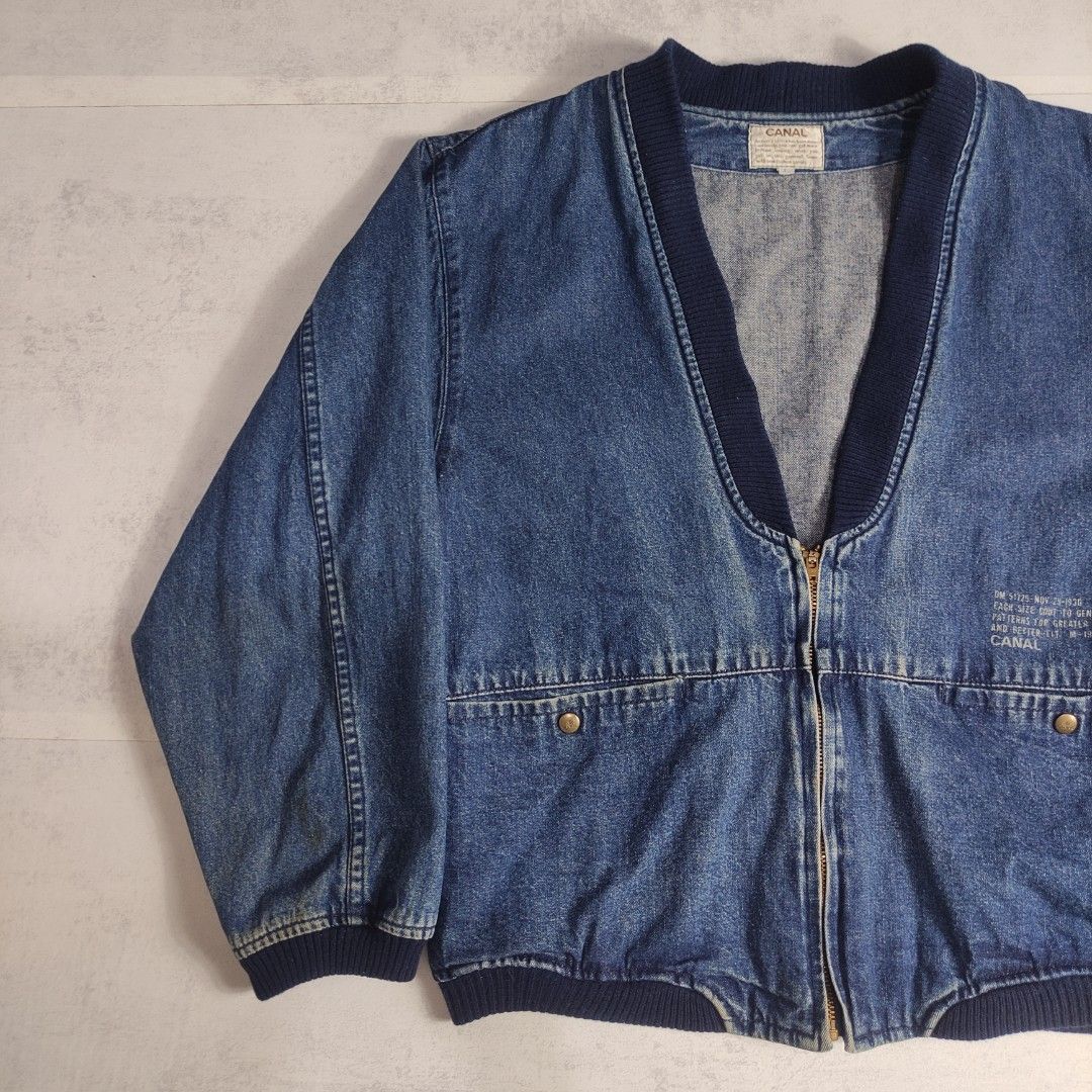 Vintage Canal Denim Jacket (Category: Coats, Jackets and Outerwear) located in Bulacan. Submitted by thriftlockerph (Listing ID 1469600688, Image 3). Description: Size: L Dimension: 23.5L 23W Condition: 8.5/10 Issue: stains.