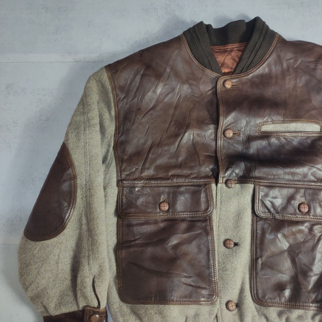 Vintage Gerome Wool Leather Bomber Jacket (Category: Coats, Jackets and Outerwear) located in Bulacan. Submitted by thriftlockerph (Listing ID 1469612704, Image 3). Description: Needs dry cleaning Size: fits L-XL Dimension: 27L 24.5W Condition: 8/10 Issue: signs of usage.
