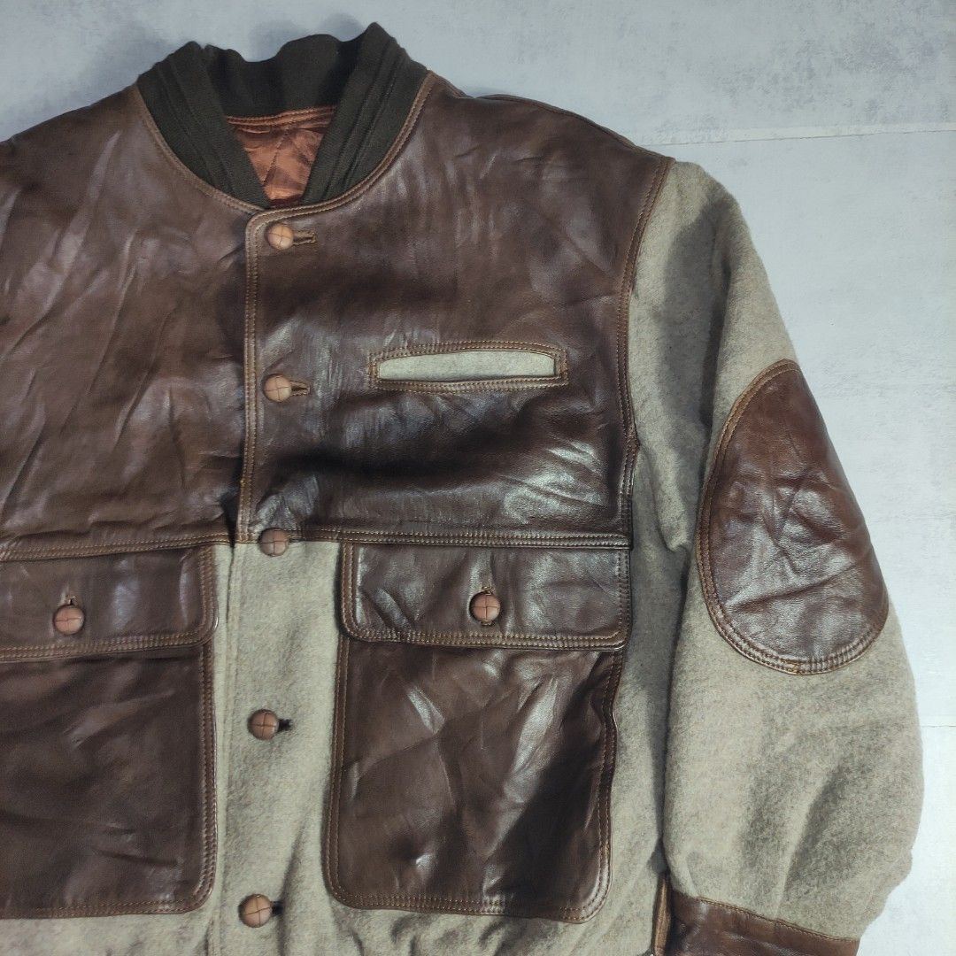 Vintage Gerome Wool Leather Bomber Jacket (Category: Coats, Jackets and Outerwear) located in Bulacan. Submitted by thriftlockerph (Listing ID 1469612704, Image 2). Description: Needs dry cleaning Size: fits L-XL Dimension: 27L 24.5W Condition: 8/10 Issue: signs of usage.
