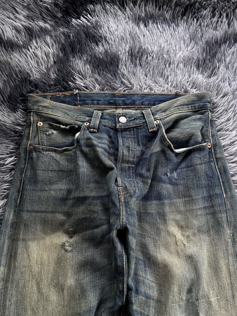 Vintage Levis 501 Button Fly Straight Jeans (Category: Jeans) located in Banaybanay. Submitted by prettysixtythrift_17 (Listing ID 1469597109, Image 3). Description: Vintage Levis 501 Button Fly Straight Jeans ▪️Waistline: 32 to 34 ▪️Length: 43 ▪️Hem: 8.5 ▪️Hips: 18 ▪️Leg Thigh: 12 ▪️Rise: 11 ▪️Inseam: 33 .