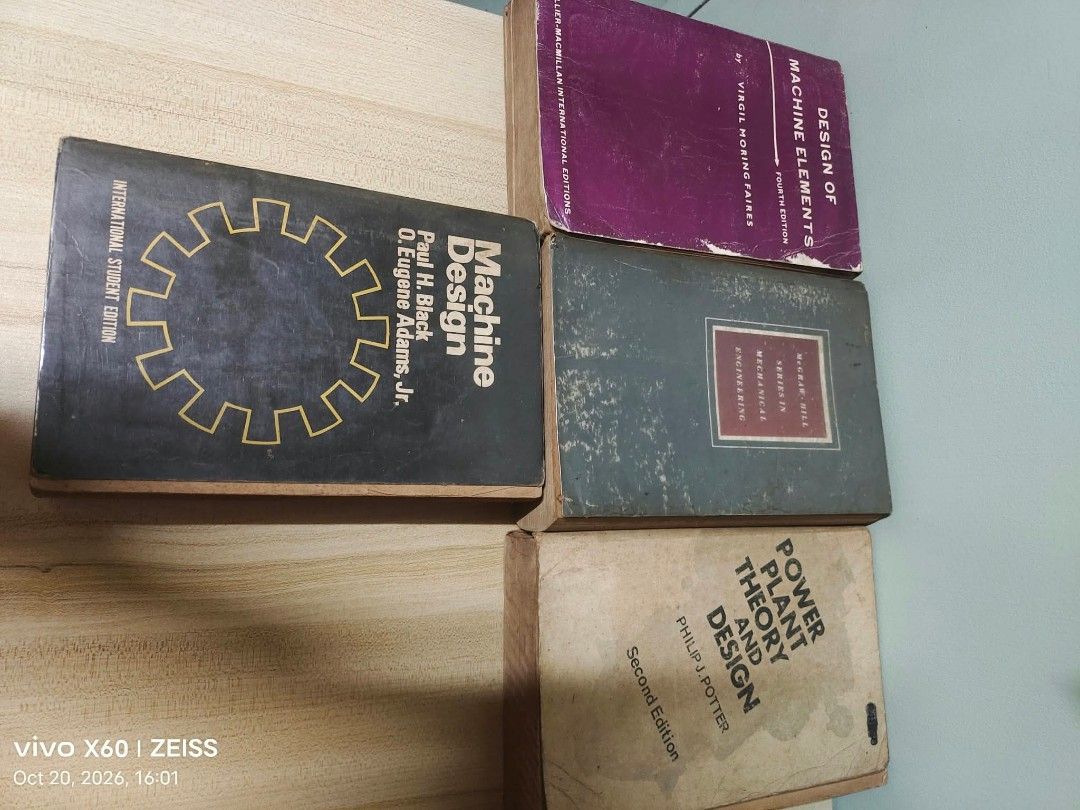 Vintage Mechanical Engineering and Thermodynamics Textbooks (Category: Textbooks) located in San Juan City. Submitted by serene.img (Listing ID 1469673304, Image 2). Description: ☆ Php 100/each ☆ Can also be purchase as a Set or Bundle - Price is Negotiable for Bundles ☆ Heavy vintage condition with visible wear, scuffs, and aging on covers and spines ☆ Gogo Xpress for shipping outside Metro Manila ☆ Can use Grab / Lalamove if around Metro Manila
