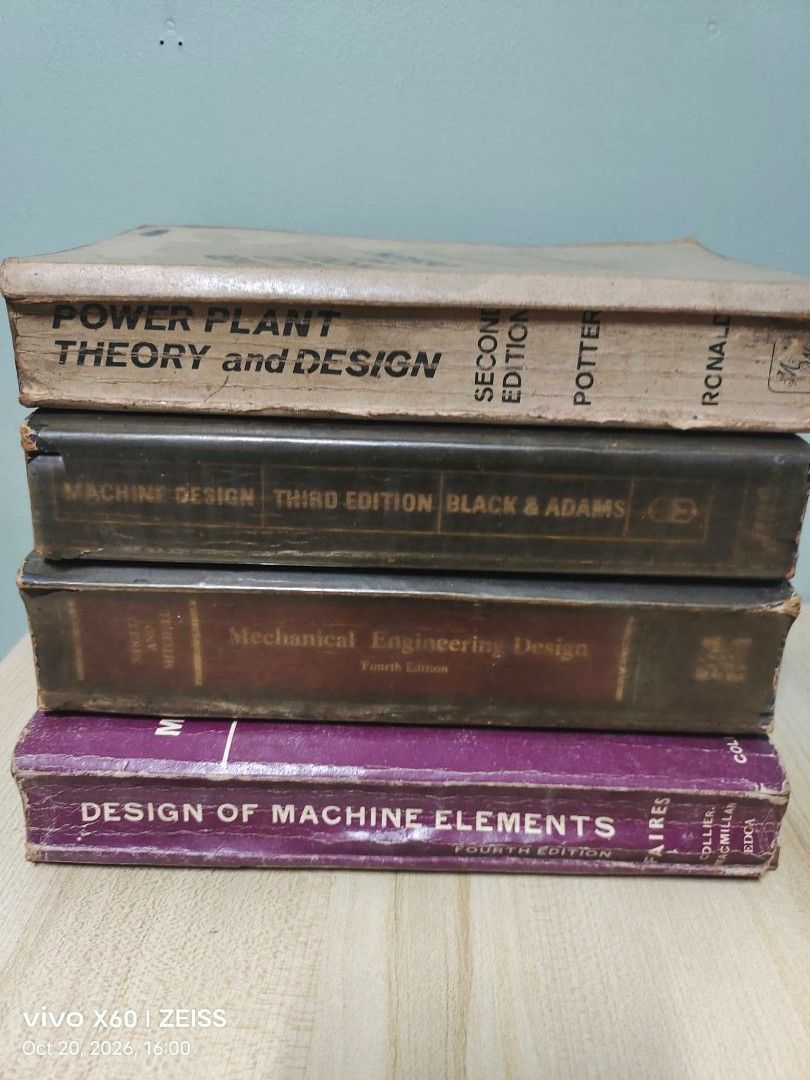 Vintage Mechanical Engineering and Thermodynamics Textbooks (Category: Textbooks) located in San Juan City. Submitted by serene.img (Listing ID 1469673304, Image 1). Description: ☆ Php 100/each ☆ Can also be purchase as a Set or Bundle - Price is Negotiable for Bundles ☆ Heavy vintage condition with visible wear, scuffs, and aging on covers and spines ☆ Gogo Xpress for shipping outside Metro Manila ☆ Can use Grab / Lalamove if around Metro Manila