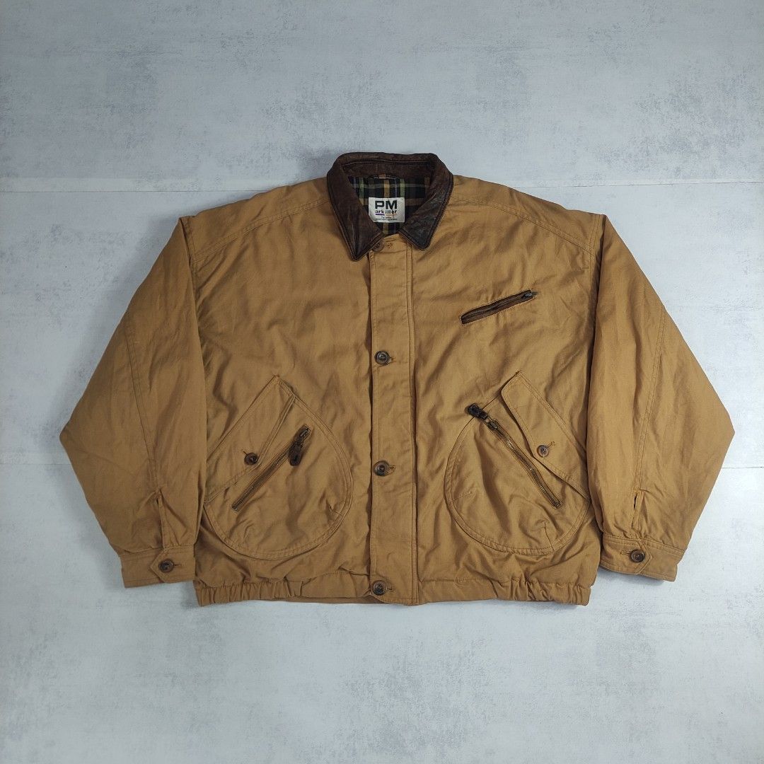 Vintage Park Miller Bomber Jacket (Category: Coats, Jackets and Outerwear) located in Bulacan. Submitted by thriftlockerph (Listing ID 1469608296, Image 1). Description: Size: fite L-XL Dimension: 25.5L 25.5W Condition: 8/10 Issue: cracked leather, stains.