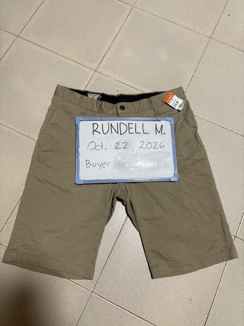 Volcom Men Khaki Chino Shorts Size 32 (Category: Shorts) located in Manila. Submitted by rmedz (Listing ID 1469702757, Image 1). Description: - Brand: Volcom - Style: Men's khaki chino shorts - Size: 32 - Color: Solid tan / khaki - Closure: Standard button and zip fly - Features: Two front pockets and belt loops - Condition: Clean fabric, ready to wear 💵FIRST TO PAY BASIS 📇Name tag with item for legitimacy 💦Needs wash Ukay Sourced Courier: via