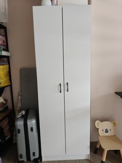 White 2-door wardrobe with pull-out wire baskets, Furniture & Home ...