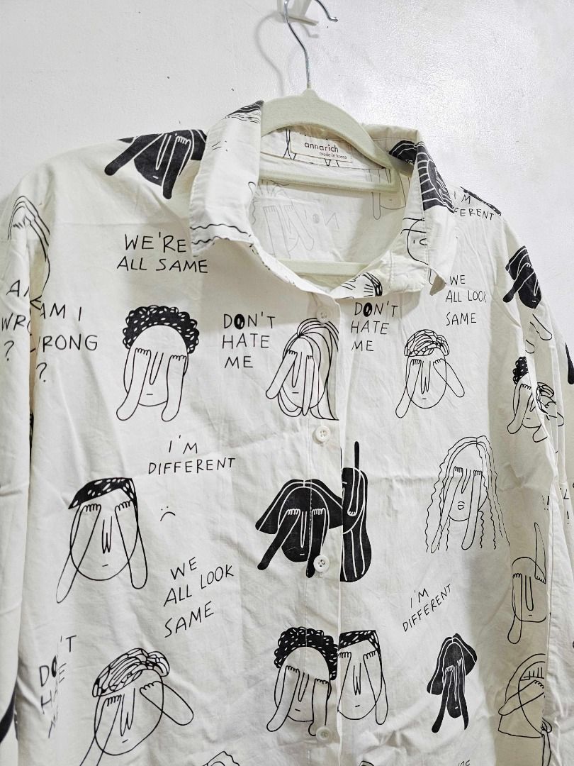 white long-sleeve button-down shirt Abstract design (Category: Longsleeves) located in Los Banos. Submitted by itsmecathey (Listing ID 1469733500, Image 3). Description: It is no longer white na.. it looks dingy and discolored from storage/wear, so it needs a good wash. Im selling it for 100 nalang kayo na po mag wash. Fit to S-M.