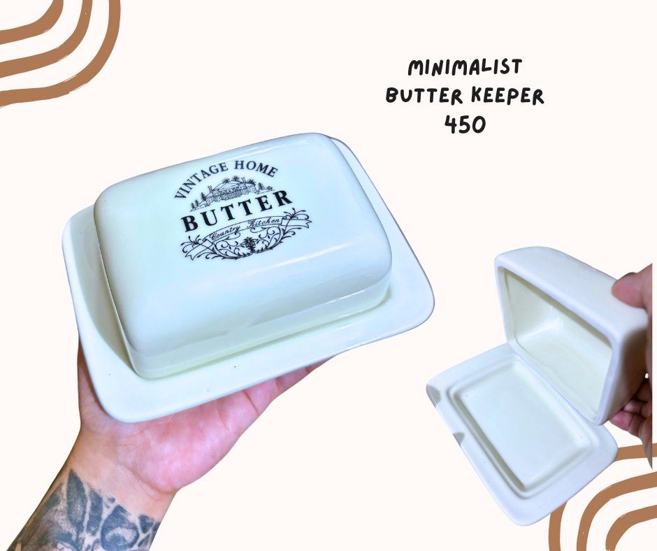 White Minimalist Butter Keeper (Category: Food Organization & Storage) located in Pasig City. Submitted by homeyvibesph (Listing ID 1469737937, Image 1). Description: .