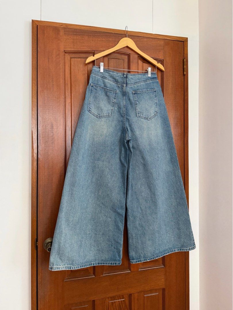 Wide Leg Denim Jeans (Category: Jeans) located in Paranaque City. Submitted by consciouscleanout (Listing ID 1469591017, Image 2). Description: Worn once. 10/10 condition Bought from a vintage thrift store in HK Reminds me of the Still Here Cool Jeans Waist: 28-29 in. Length: 41 in..